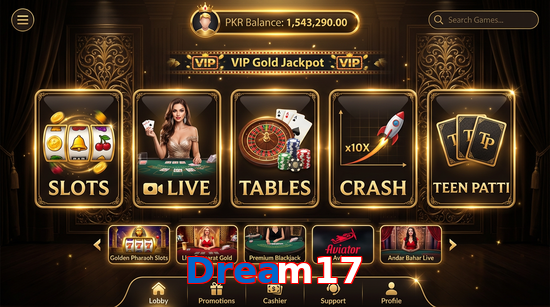Main screen of Dream17 casino page for PK players